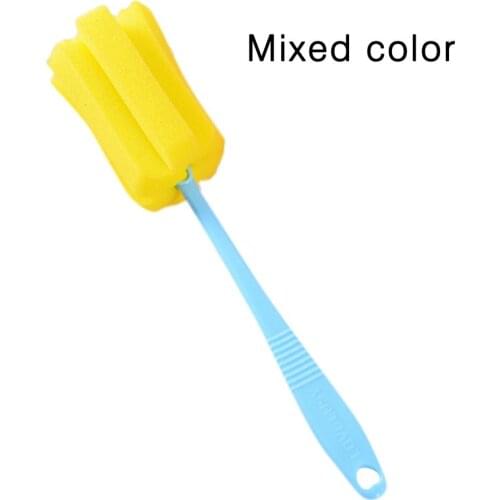 Perfectly Shaped Petal Type Candy Color Decontamination Sponge Milk Bottle Coffe Tea Cleaning Brush With Long Handle