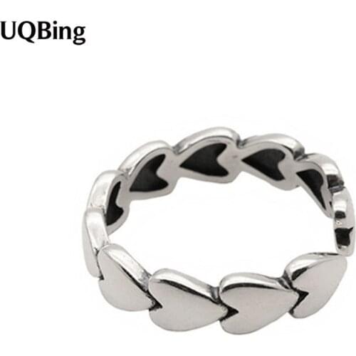 INS 925 Sterling Silver Vintage Smooth Heart Shape Lovely Rings For Women Valentines Day Gift Wholesale