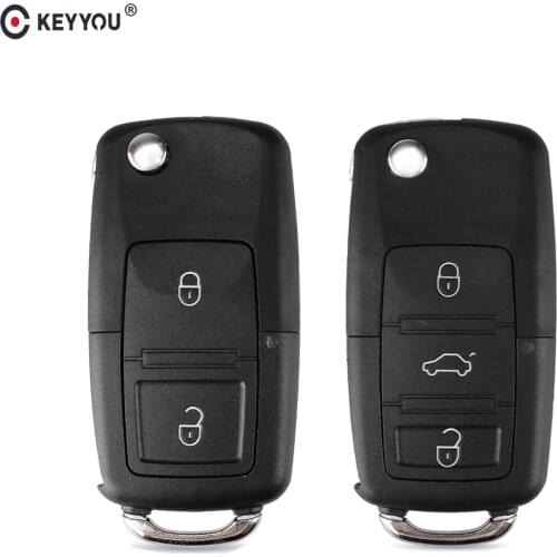 KEYYOU 20pcs 2/3 Button Remote Flip Car Key Shell Case For VW For Volkswagen Bora Passat Golf Polo Jetta Touran no Blade
