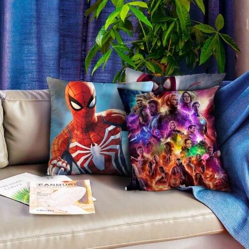 Marvel The Avengers Spiderman Pillowcase Printed Bedroom Car Sofa Cushion Cover Home Decoration Linen Pillow Cover 45*45cm