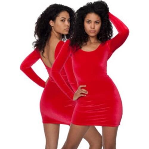 Terry Pau TP101191 Velvet Long-Sleeve Mini Dress