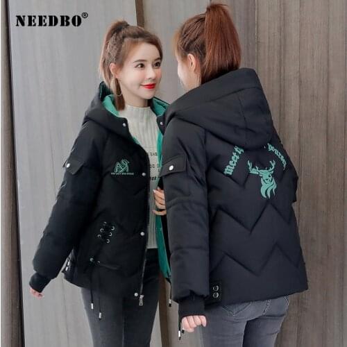 NEEDBO Winter Jacket Women 2020 Oversize Parka Warm Winter Coat Women Casual Print Woman Winter Coat Jacket Padded Outwear