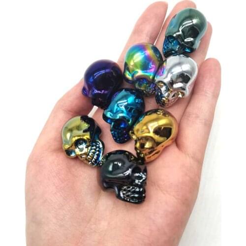 New Arrival Natural Crystal Stone Dyed Skull Model Carving Furnishing Articles FREE Shipping