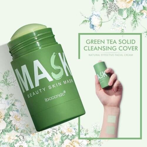 QIPANMAN Green Tea Cleansing Mask Purifying Mud Stick Mask Oil Control Skin Care Anti-acne Eggplant Blackhead Mud Mask