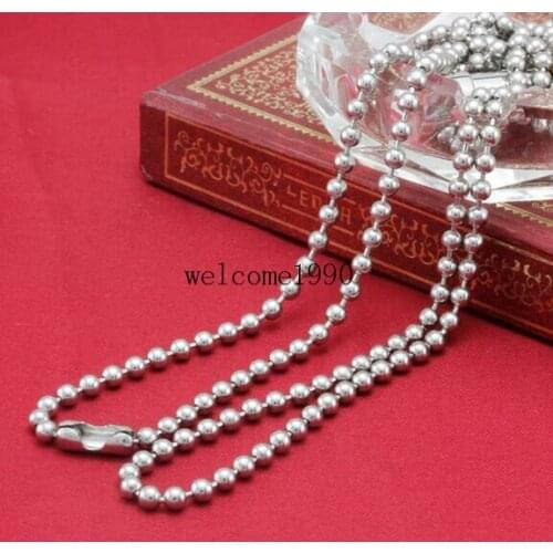 Lot 5pcs in bulk 4mm 24 inches Stainless Steel Round Beads Chain Link Necklaces Unisex Men