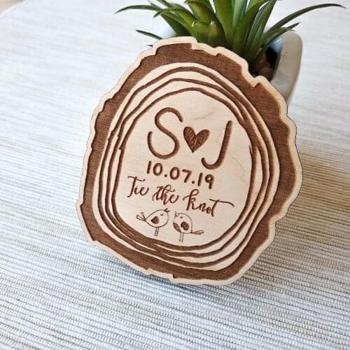 Personalised Engraved Wooden Save the Date Magnets Birds Custom Wedding Fridge Magnets Spring Summer Wedding