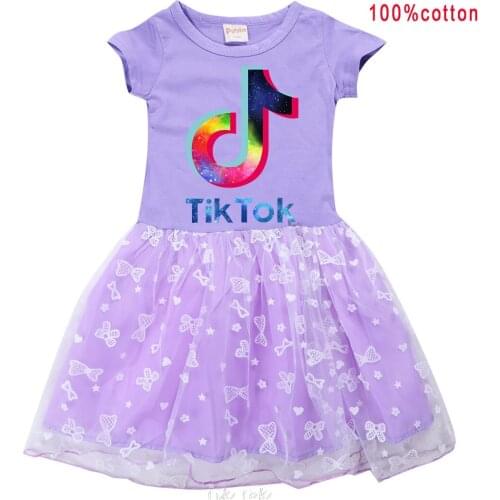 Girls Princess Dress Kids Teen Cartoon Tik Tok Print Children Vestidos Girls Tutu Dresses Summer Christmas