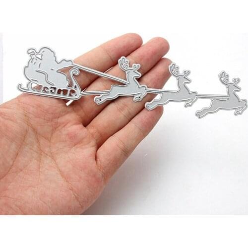 Christmas Santa Sleigh Reindeer Sled Metal Cutting Die Set Paper Album Crafts Cutter Stamp DIY Scrapbooking Card