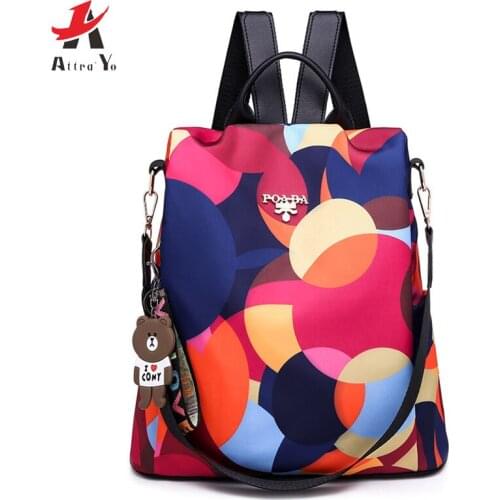 Attra-Yo New Fashion Anti-theft Backpack Women Large Capacity Women Backpack Teenage Girls School Bag Portable Travel Backpack