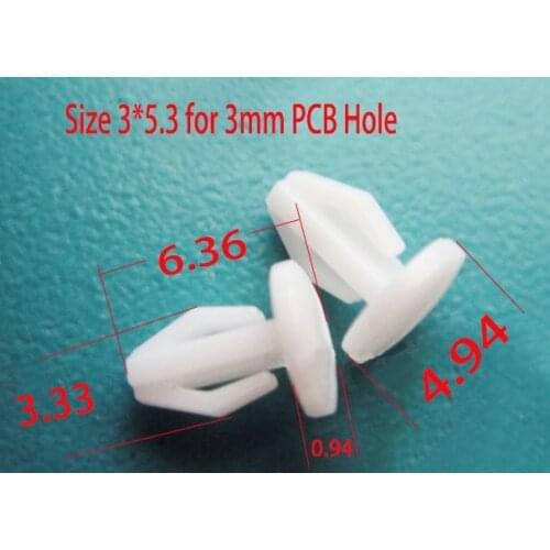 3*5.3mm spec for 3mm hole LED PCB Board Install fastening Plastic rivet,LED Lighting Aluminum PCB base board clip PP PC clamp