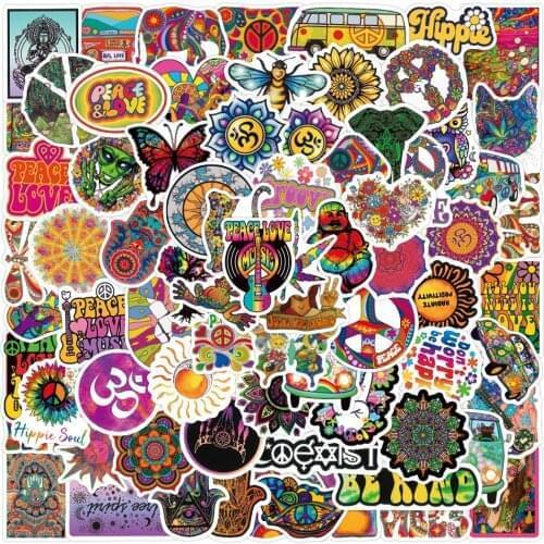 10/30/50/100PCS Cool Psychedelic Hippie Graffiti Stickers Decal Skateboard Phone Car Bike Luggage Waterproof Sticker Kids Toys