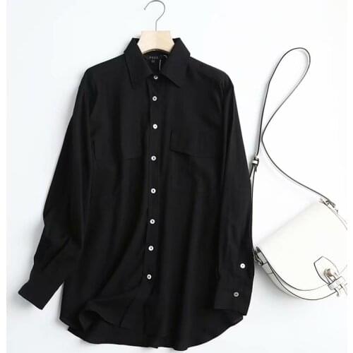 Dave&Di Enlgand Style Fashion Simple Big Pockets Oversize Casual Blouse Women Blusas Mujer De Moda 2021 Kimono Shirt Women Tops