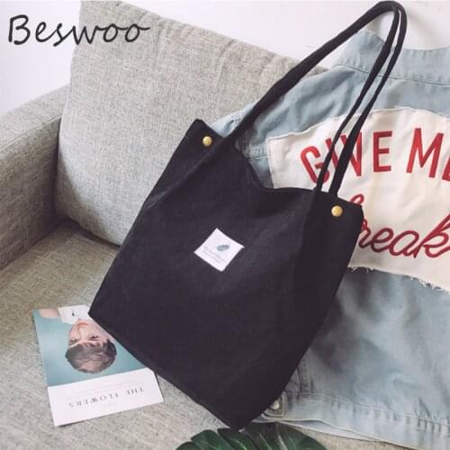 Shoulder Bag 2021 Fashion Corduroy Solid Bags for Women Reusable Shopping Bags Casual Tote Female Satchels Womens Handbag