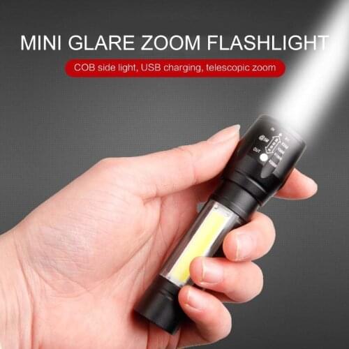 XPE+COB LED Flashlight Waterproof White Light Tail Rope Rechargeable Camping Torch Light For Outdoor TSLM1