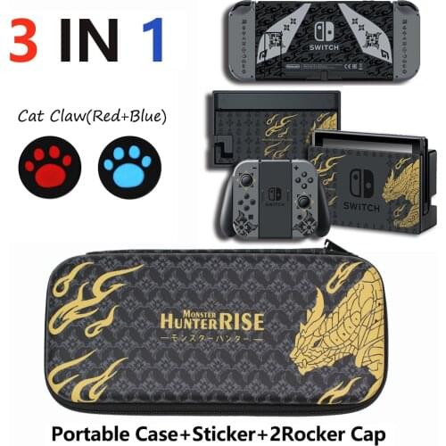Monster Hunter RISE Theme Nintend Switch Accessories Travel Carrying Bag NS Waterproof Bag Case & Sticker for Nintend Switch