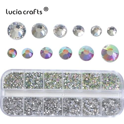 Lucia Crafts Loose Rhinestones Flatback Crystal Glitter AB Rhinestones DIY Nail Art Decor G0226