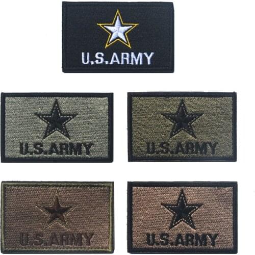 Embroidered US army star logo patch swat army tactical militare insignias patches hook &loop for bag vest