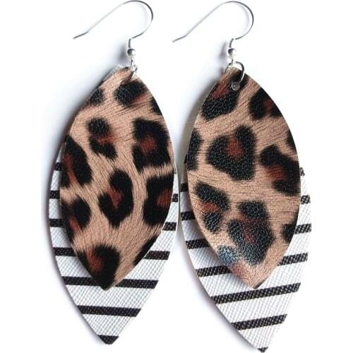 PU Leather Earrings for Women Leaf Multicolor Leopard Statement EarringsTrendy 2020 Bohemia Jewelry New Hot Wholesale