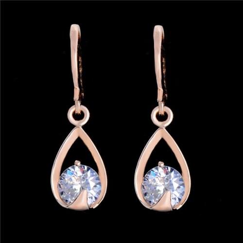 MISANANRYNE Fashion CZ Crystal Dangle Drop Earrings For Women Gold Color Brincos Waterdrop Zircon Earrings
