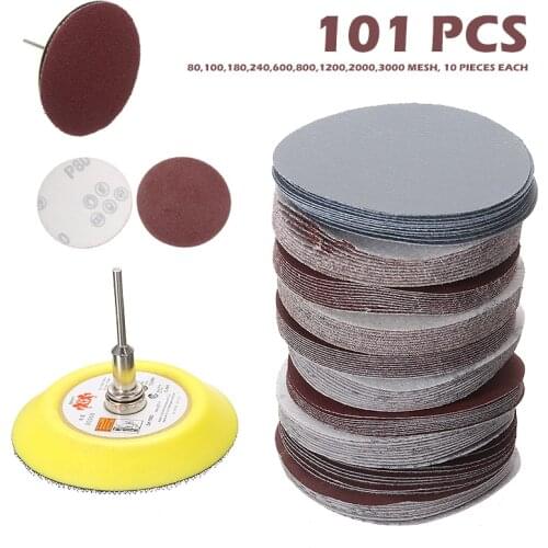 100pcs/set 3" 75mm Sanding Disc Round Abrasive Dry Sandpaper Polishing Pad Sandpaper + 1pc Back-up Pad