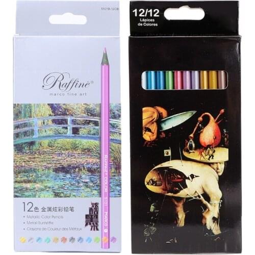 12 Metallic Colored Pencil Non-toxic For Drawing Sketching Set Stationery