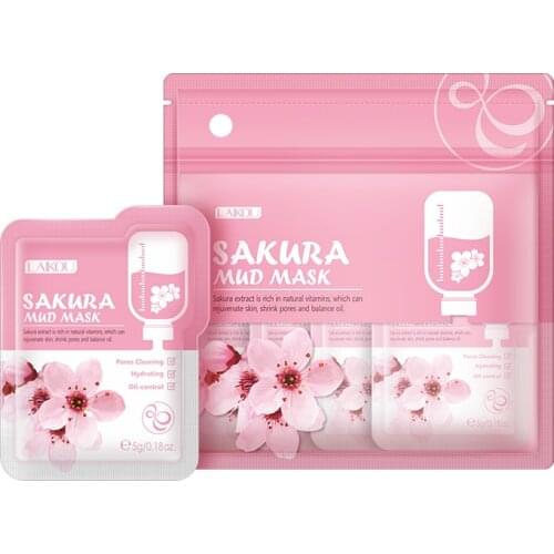 LAIKOU Sakura Mud Facial Mask Anti wrinkle Night Facial Packs Skin Clean dark circle Moisturize Anti-Aging for face care 12Pcs