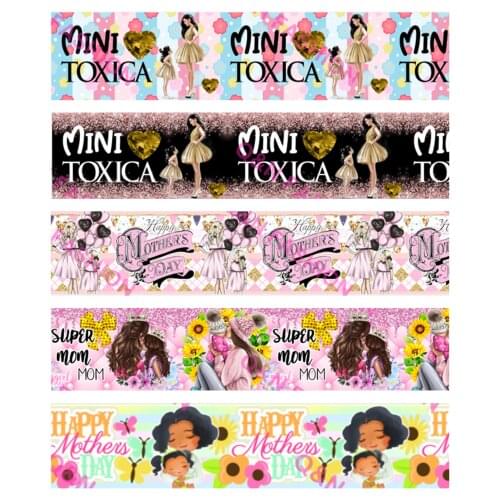 16mm ~75mm MINI TOXICA Happy Mothers Day Printed Grosgrain/FOE Ribbon DIY Sewing Hair Bows Gifts Craft Supplies Bow Decoration