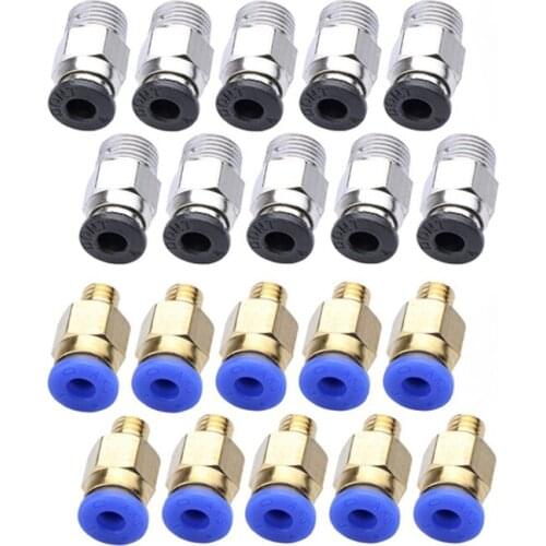 20pcs/lot PC4-M10 PC4-M6 Straight Pneumatic Fitting Push to Connect For 3D Printer Bowden Extruder