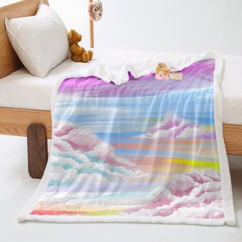 3D Blanket Sherpa Fleece Bedspread Blanket Vintage Bedding Square Picnic Wool Soft Blanket