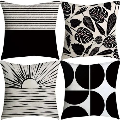 45*45cm Single-sided Peach Skin Simple Black And White Pillowcase Cushion Cover Home Decorative Pillow Case
