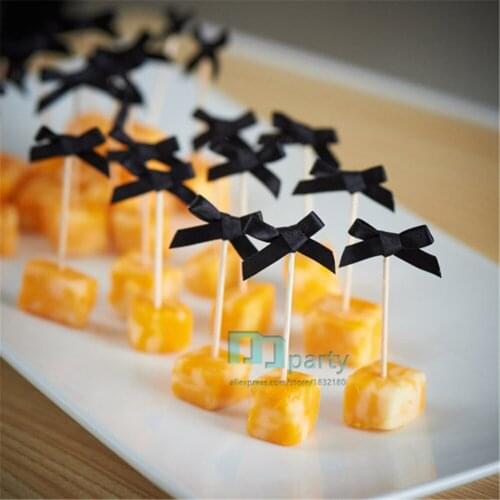 50pcs custom colors Food Picks for Stock the Bar Party black Bow Picks,Party boy man/Gay party cake Toppers decor Food Picks