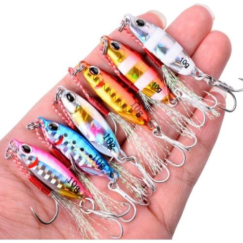 7PCS Metal Cast Jig Spoon 10/15/20/25/30/40G Casting Jigging Fish Sea Bass Fishing Lure Artificial Bait Tackle