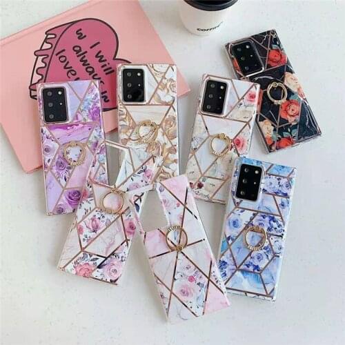 Plating Marble IMD holder phone case for samsung galaxy S21 ultra note20 S20 plus S8 S9 S10 Plus note10 note8 note9 S10E cover