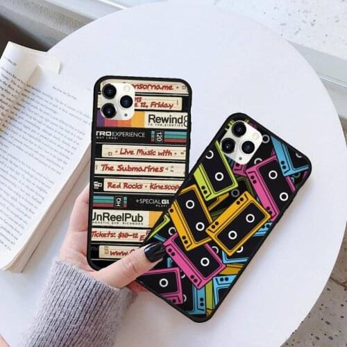 CUTEWANAN Retro Cassette Bling Cute Phone Case Rubber for iPhone 11 pro XS MAX 8 7 6 6S Plus X 5S SE 2020 XR case
