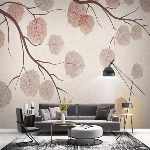 Decorative wallpaper series Modern and simple style tree branches and leaves vintage TV background wall paintings