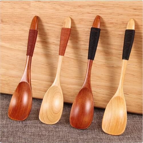 Wooden Spoons Long Handled Spoon Kids Spoon Wood Rice Soup Dessert Spoon Coffer Tea Mixing Tableware