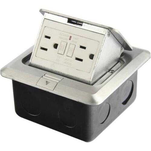GFCI Aluminum Silver Panel USA Standard 2 Way Pop Up Floor Socket Electrical Outlet Modular Customized