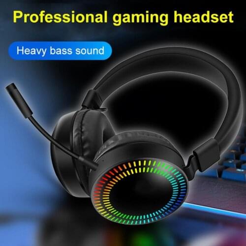 GM-019 Earphone Luminous RGB Light 3.5mm Sports Headset Wired Noise Reduction Gaming Headphone with Mic