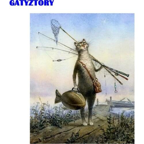 Frameless Cat Fish Animals DIY Painting By Numbers Kits Hand Painted Oil Painting Modern Wall Art Canvas For Home Decor 40x50cm