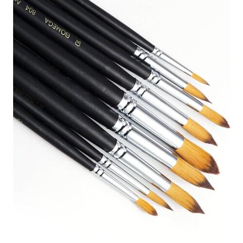 Small Size Fine Nylon Hair Paint Brushes 9 Pieces Value Set for Oils, Acrylic, Gouache & Watercolor Painting
