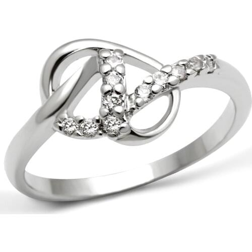 Rhodium Brass Ring with AAA Grade CZ in Clear