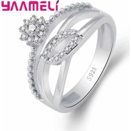 Big Discount 925 Sterling Silver Wedding Jewelry Rings for Women Crystal Engagement Cubic Zirconia Ring for Sale