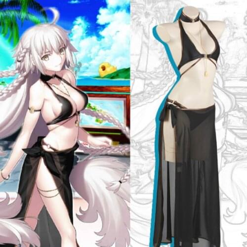 Cos Fate FGO Joan of Arc Cosplay Costume Anastasia Nikolaevna Romanova Cosplay Swimsuit Swimwear Cos Cosplay Hot Black