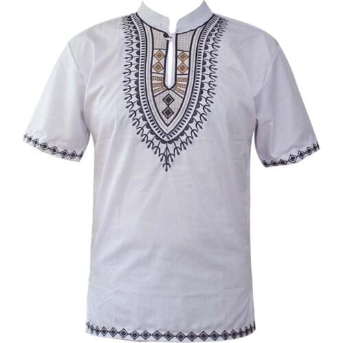 Summer Wear saree Ethnic Embroidery india Dashiki Tops Mandarin Collar African Shirts мусульманская рубашка мужская