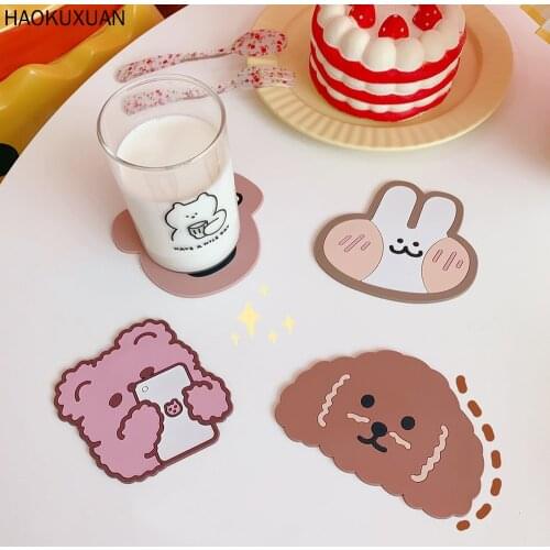 Cute Table Placemat Waterproof Heat Insulation Non-Slip Bowl Pad Cartoon Milk Coffee Water Coasters Office Animal