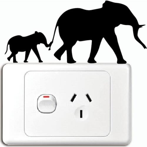 IE-31 Mother And Baby Elephant Switch Sticker - Safari Wall Stickers - Baby Elephant Decal Home Wallpaper