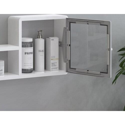 Wall-Mounted Storage Shelf Plastic Mirror Door for Bathroom Make Up Organizer Toiletries Container Bathroom Storage Accessories