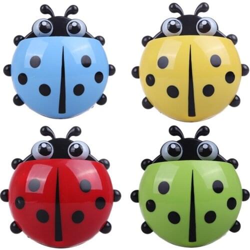 1PCS Multifunctional Cute Ladybug Toothpaste Wall Mount Rack Easy to install Suction Cup Hanging Organizer Bathroom Accessories