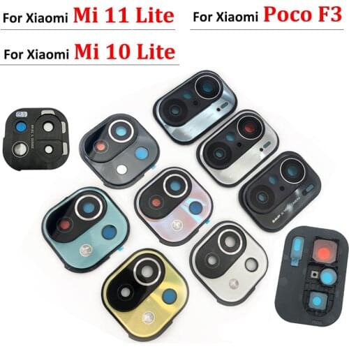 New Rear Camera Glass Lens Cover With Frame Holder with Sticker Replacement For Xiaomi Mi 11 Lite / Poco F3 / Mi 10 Lite
