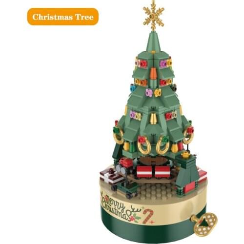 The New Clockwork Music Box Series Bricks Toys Colorful Christmas Tree Model MOC Building Blocks Kit Creator Kids Gifts